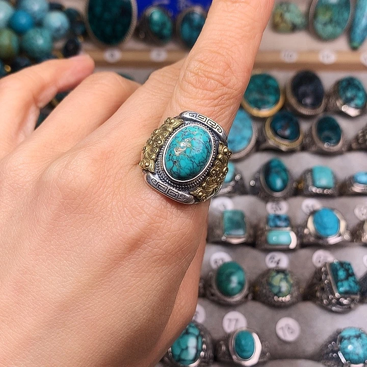 绿松石挂件银S925镶嵌