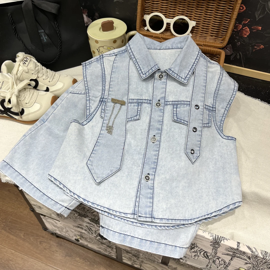 儿童夏季新款休闲时尚韩版百搭复古男童中小童夏款套装25L178