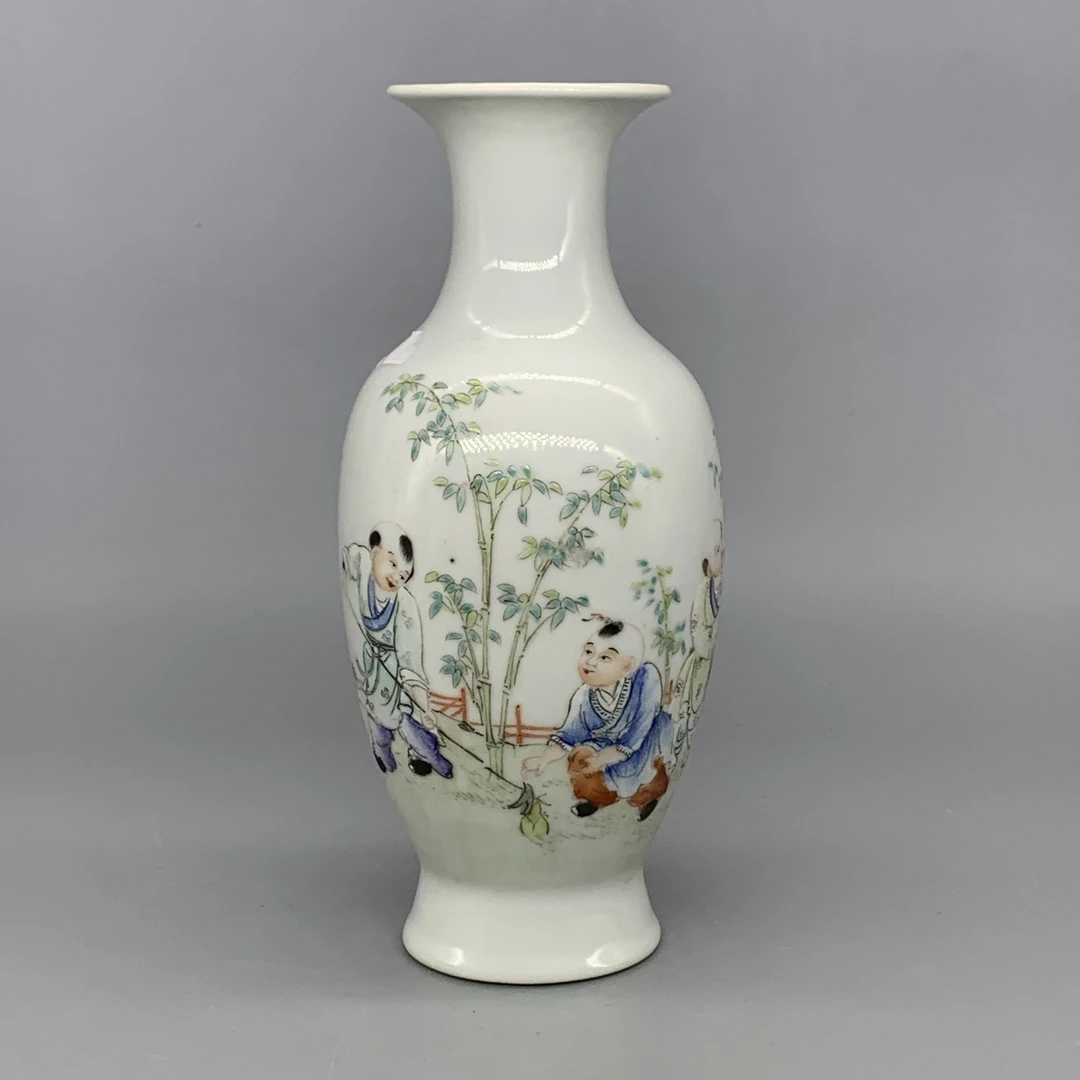 62511186*民国粉彩婴戏纹观音瓶/瓷器六/江苏省文物总店/J