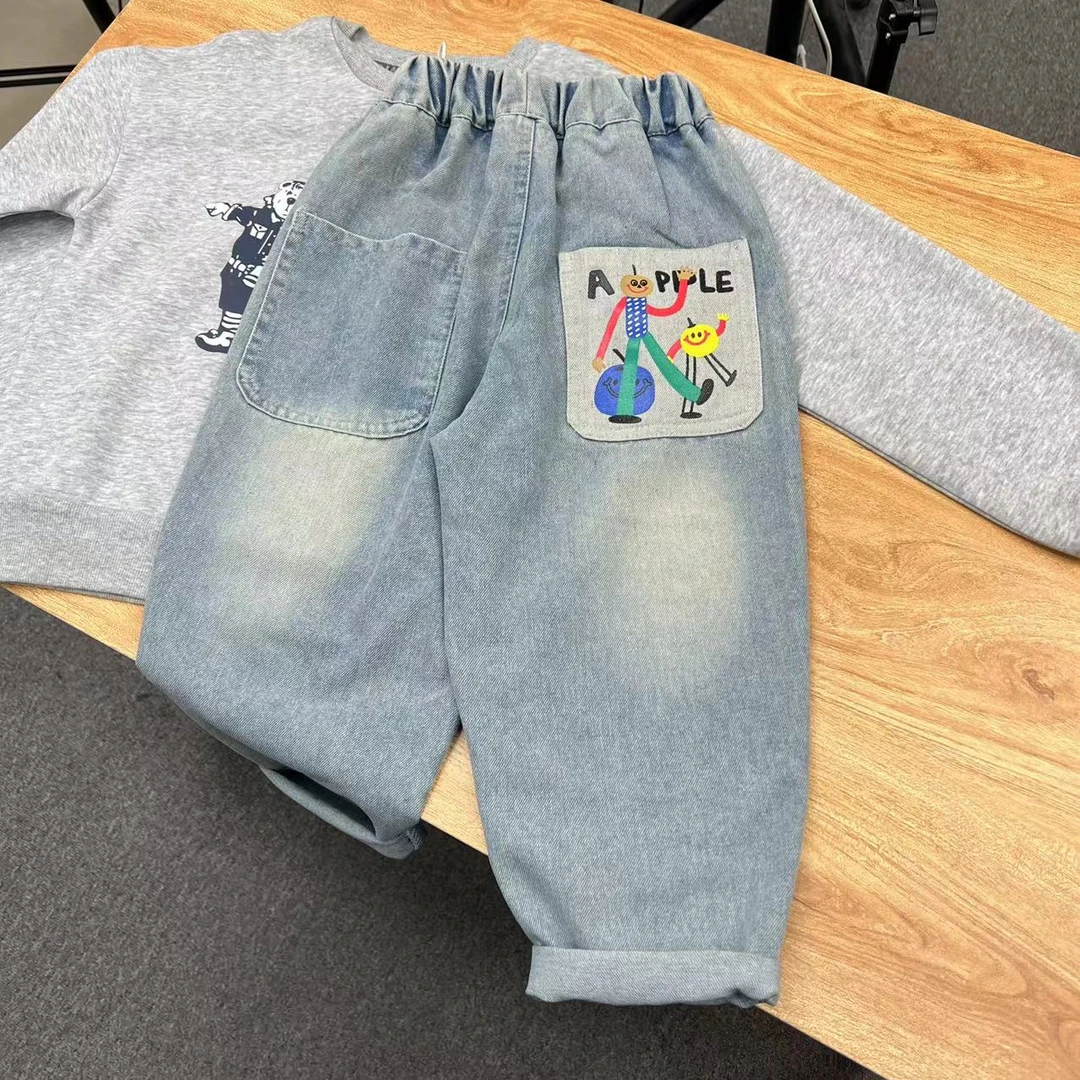 童装男童春季新款牛仔裤2025年中大童韩版宽松时尚小众设计师款