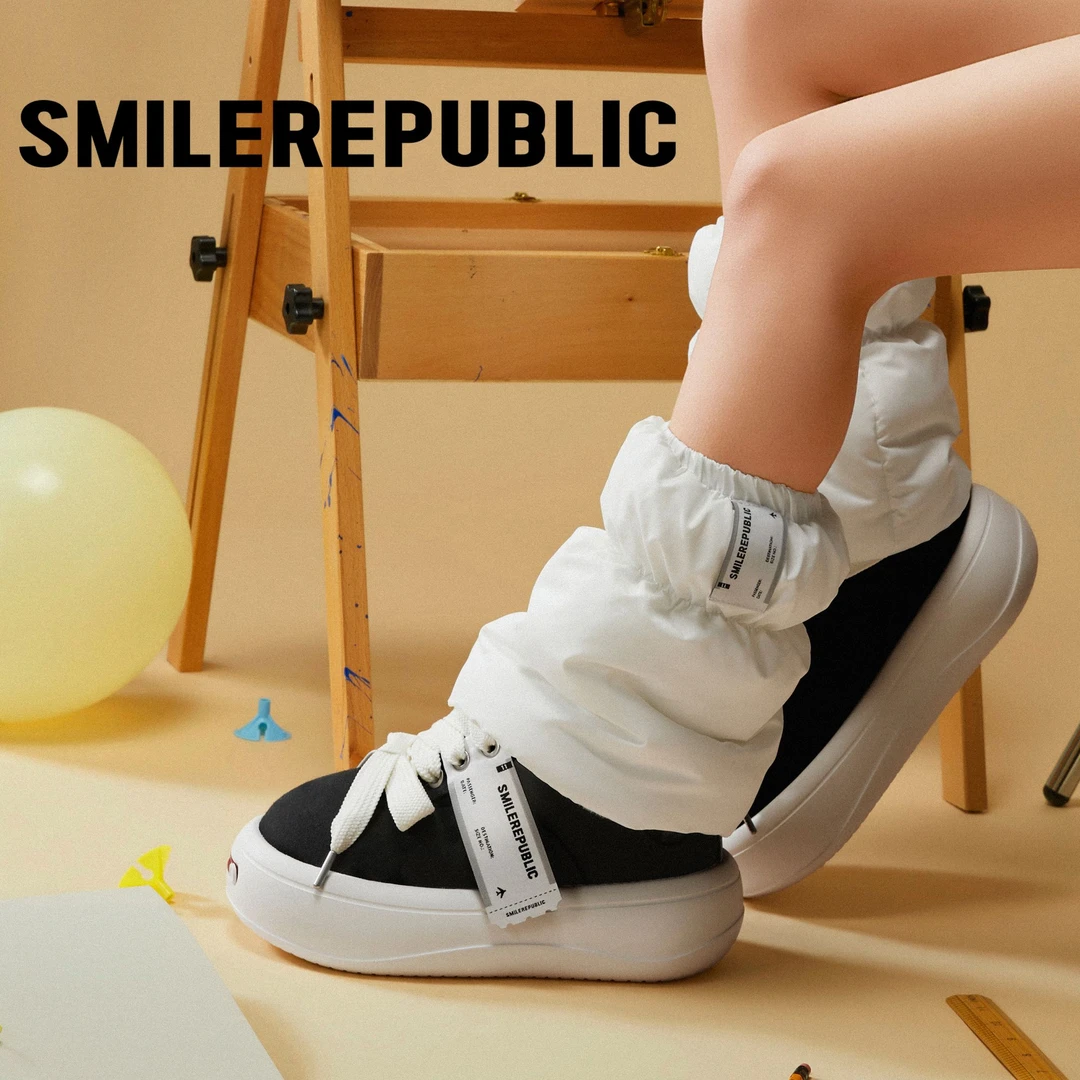 smilerepublic开口笑经典黑秋冬新品女增高厚底丑萌棉鞋面包鞋