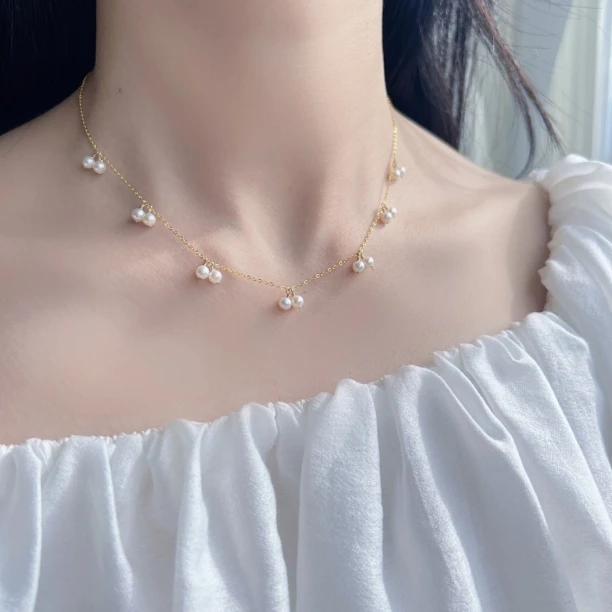 合金项链 Cuddle手作 小灯泡双珠满天星项链手链 时尚百搭