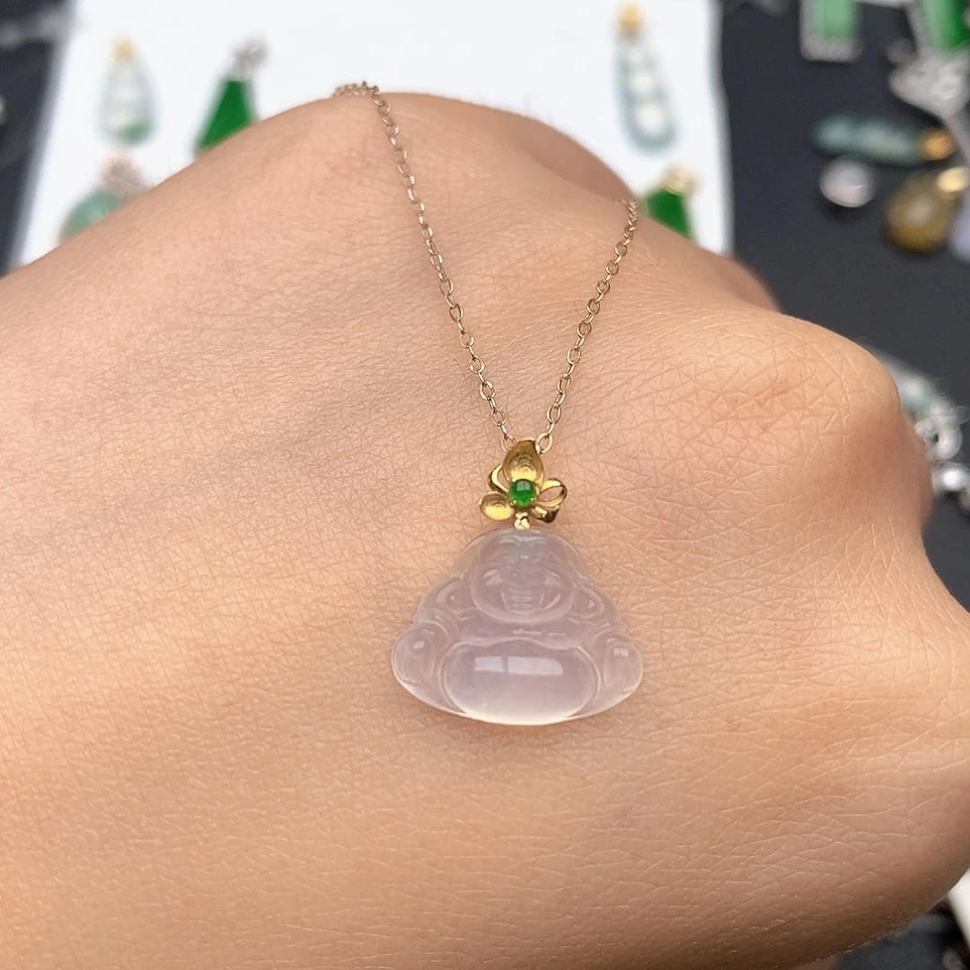 翡翠18K金镶嵌颈饰