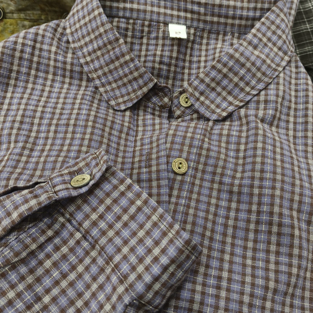 复古文艺格子衬衫宽松休闲百搭长袖衬衣春夏秋上衣