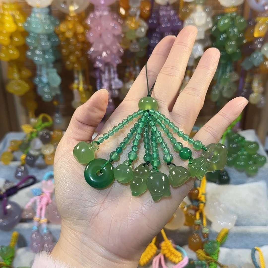 倾***听玛瑙/玉髓未镶嵌手机挂件
