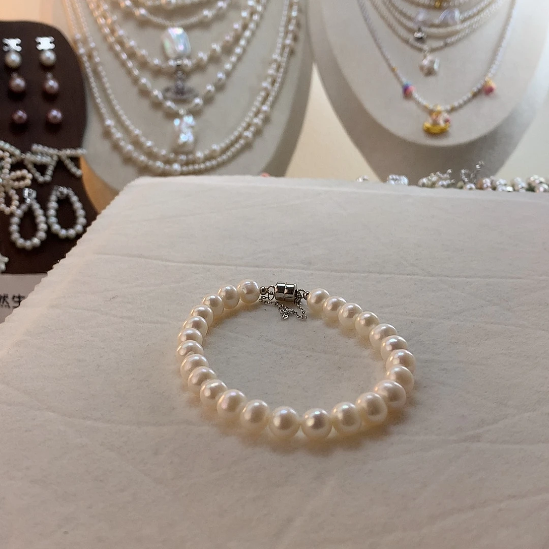 *****银S925镶嵌淡水珍珠手绳