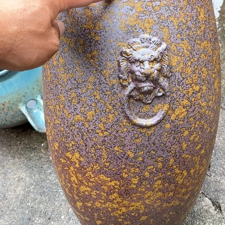 紫砂花盆高约40口约19无孔