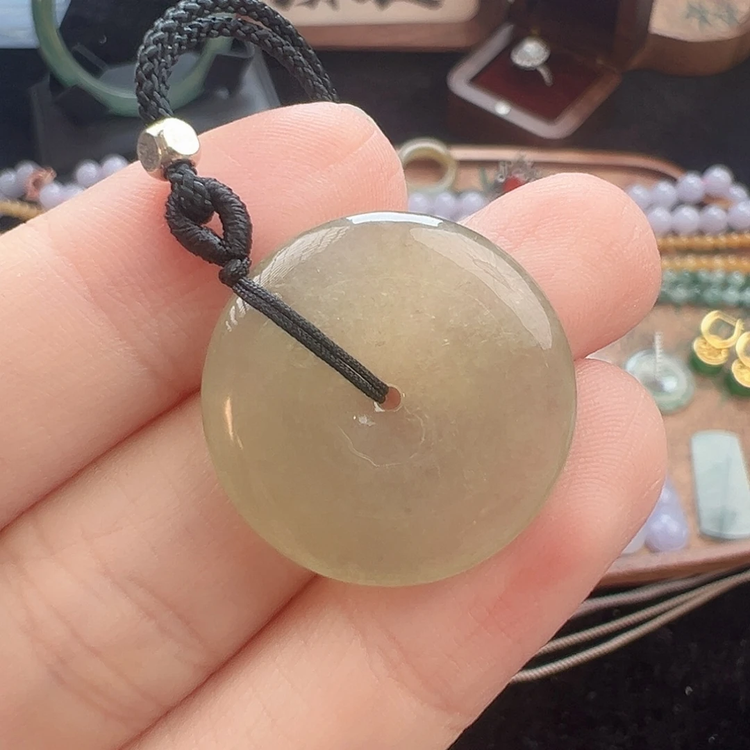 翡翠裸石黄翡平安扣