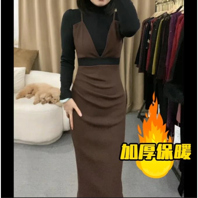 [假两件]气质显瘦连衣裙显高洋气收腰显高轻奢YF929