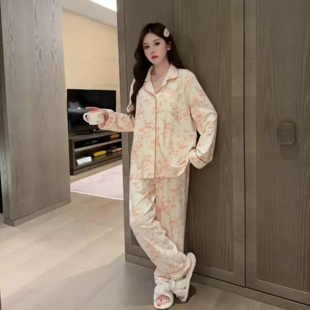 6327  德绒新款睡衣套装睡衣女士春秋居服套装 129-9