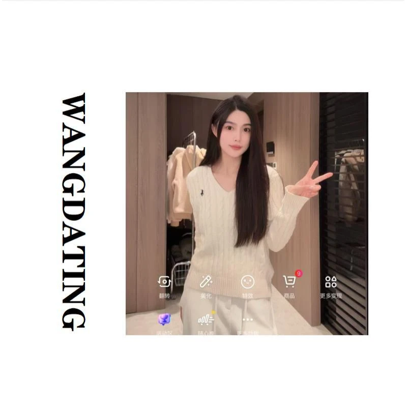 WANGDATING【v领小马】25s春款小马棉料针织女款