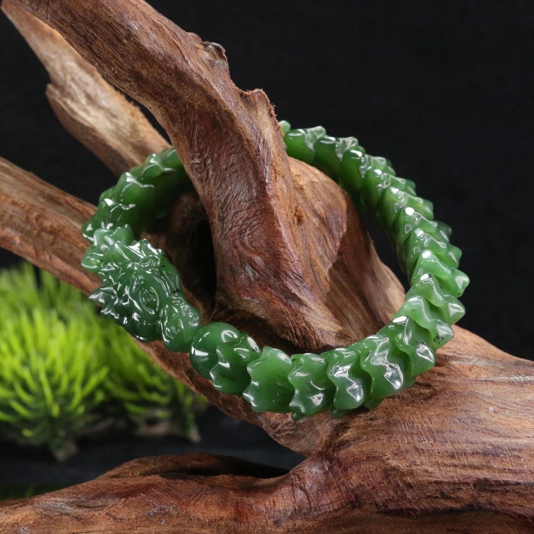 36和田玉碧玉龙骨手串/402166上海嘉禾拍卖