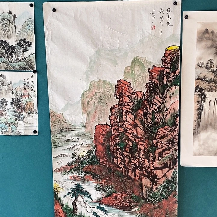 国画四尺手绘山水