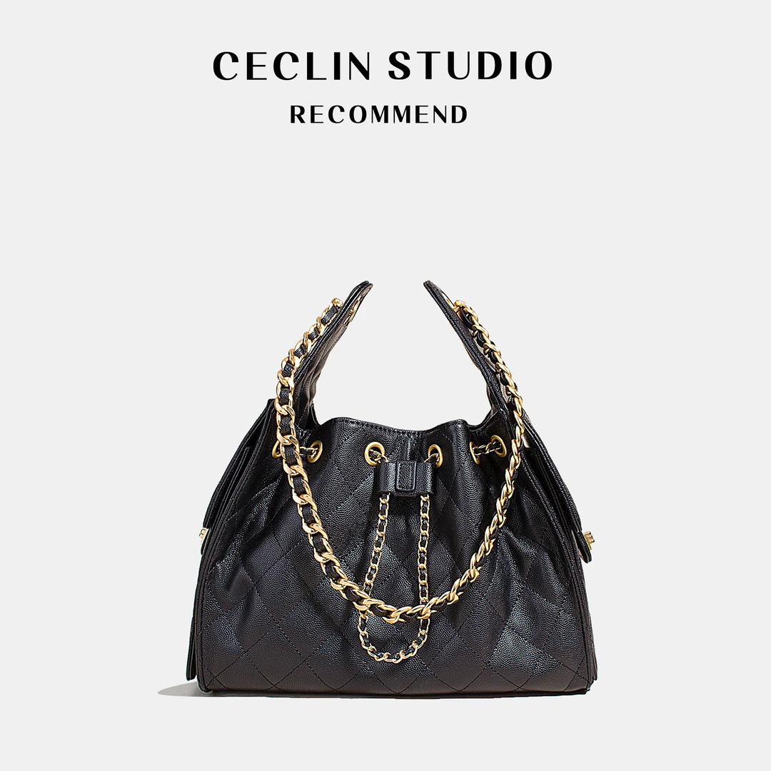 CECLIN真皮女包腋下包水桶包25bag鱼子酱链条包通勤包