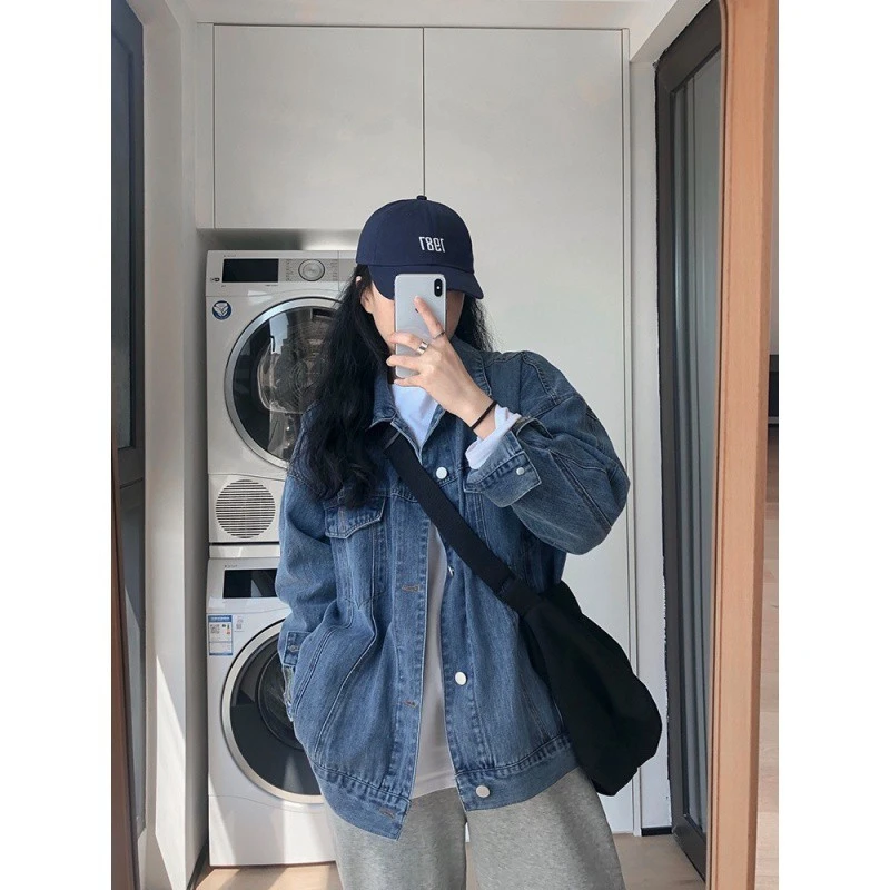 休闲学院风牛仔外套女2025春秋季新款韩版宽松百搭夹克潮流上衣