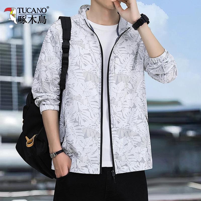 啄木鸟夏季男士冰丝防晒衣2025夏季薄款防晒服透气迷彩连帽外套男