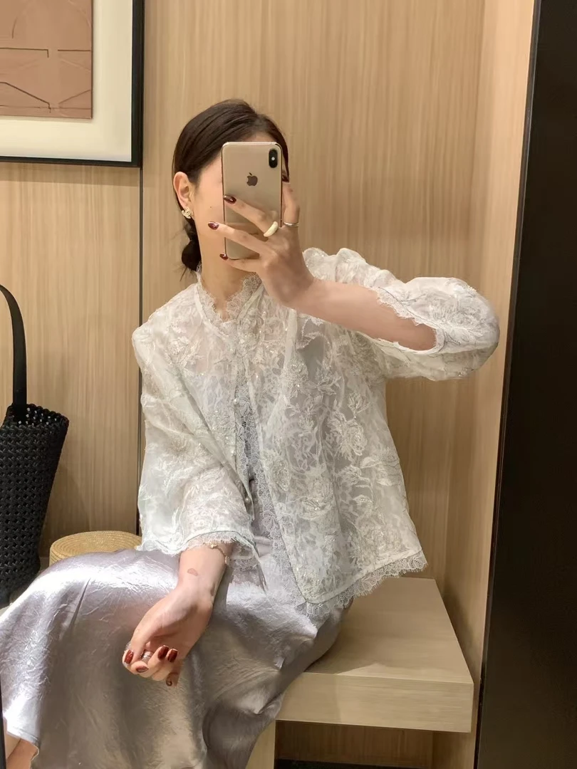 夏季新款 新中式桑蚕丝刺绣上衣