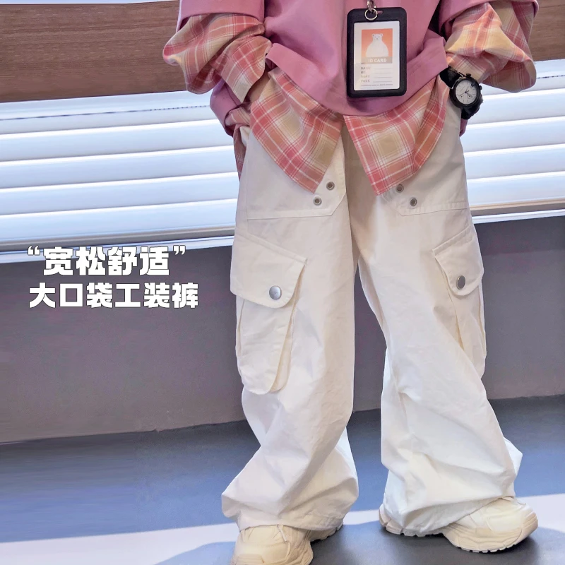 白色休闲裤儿童男童爆款新品薄款宽松直筒裤潮中大童裤 5032223O1