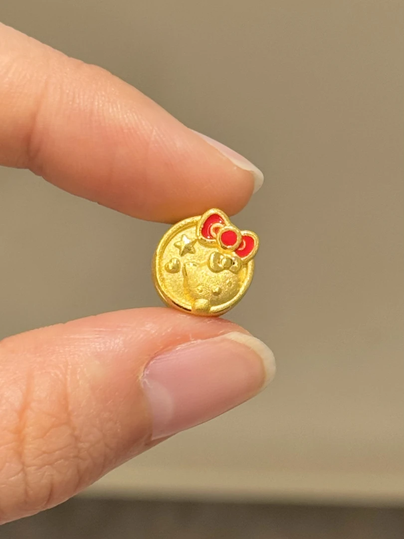 贝贝黄金 足金999 双面双色kt饼珠 珐琅彩 转运珠/吊坠 101