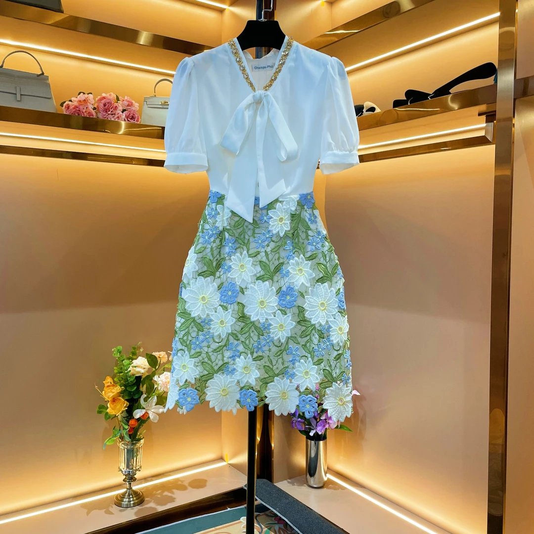 【锦素花影】轻奢设计师款优雅气质修身时尚收腰连衣裙-86235燕