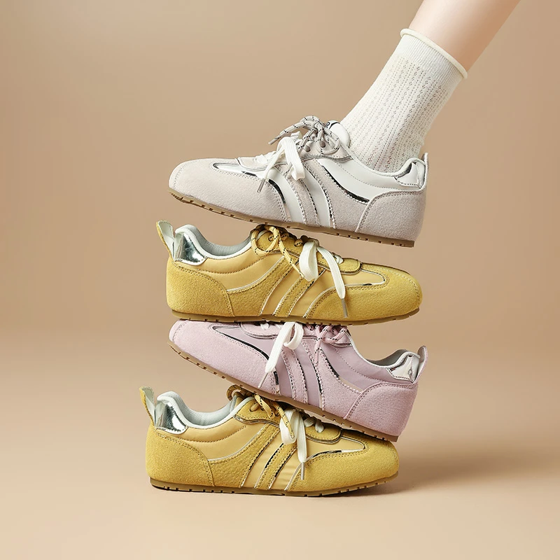 ZHR则则猪剖层革百搭多巴胺德训鞋2025鞋子女ins潮牌百搭AK223