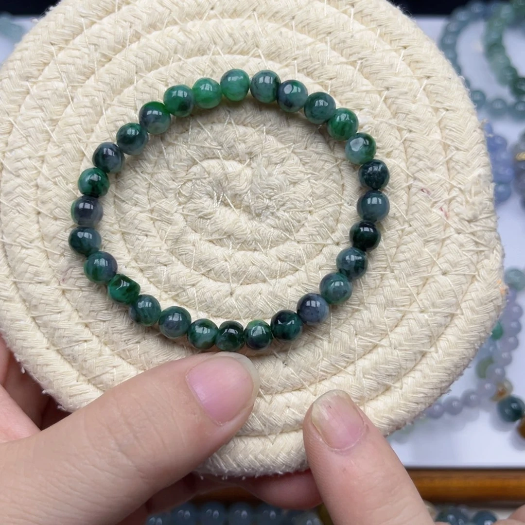 翡翠未镶嵌手链天然翡翠a货 6.7随型