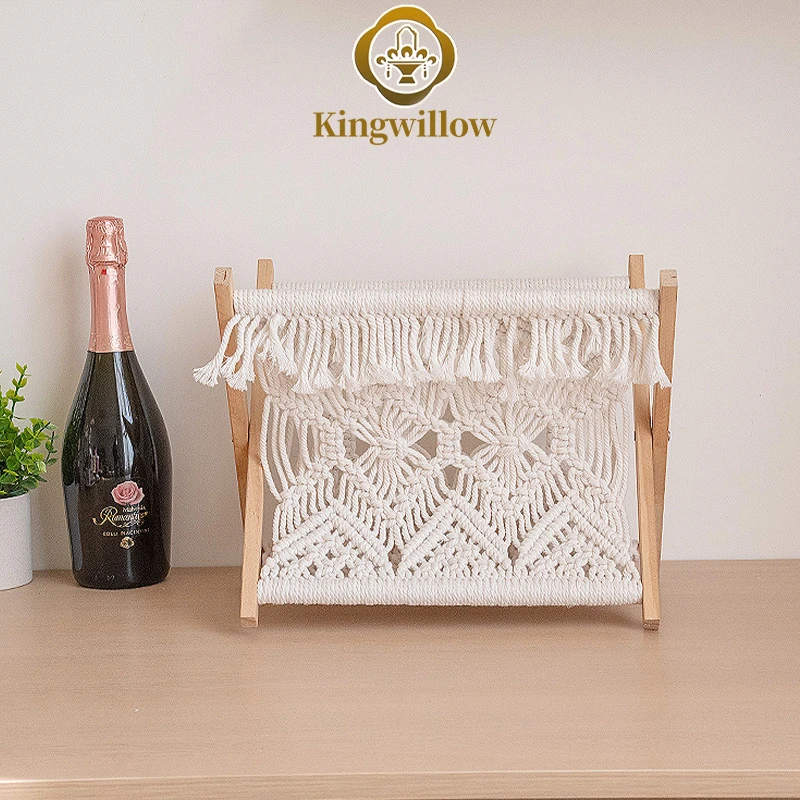 简约手工编织棉绳杂志架北欧折叠资料架杂志整理架玄关书架收纳架