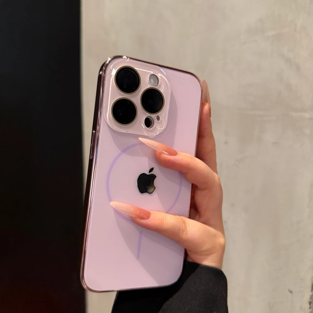 磁吸简约电镀适用苹果16promax手机壳高级iPhone15新款14时尚13女