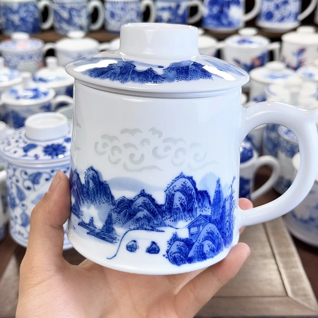 鲁*景德镇陶瓷马克杯带盖