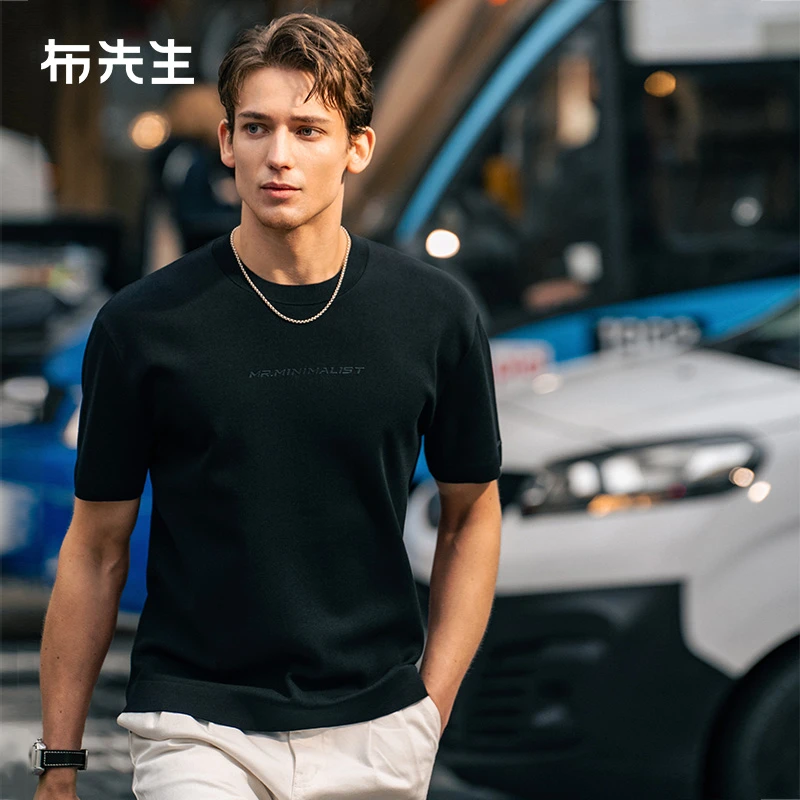 Mr.Bu布先生廓形版设计落肩袖男士2025夏季T恤衫ET16150断码清仓