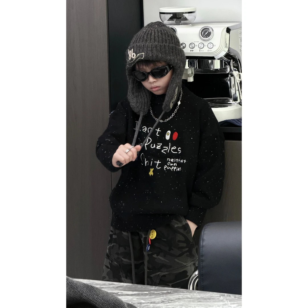 【RICEMIFANG】｜星星毛衣｜儿童秋冬白纱线混织百搭长袖圆领毛衣