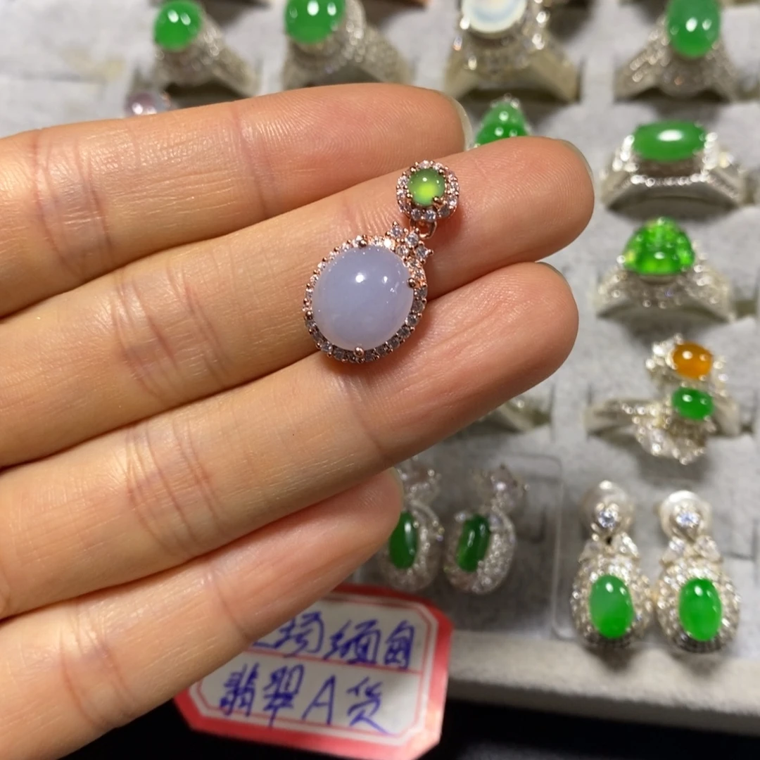 翡翠银S925镶嵌颈饰吊坠