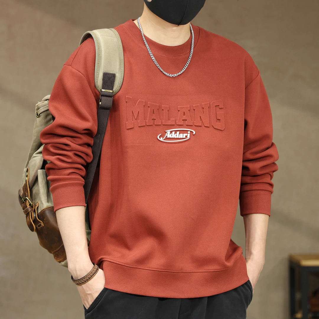 本命年红色360g重磅卫衣男春秋宽松潮牌大码圆领上衣男士休闲外套