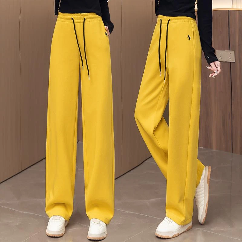 黄色阔腿弯刀裤女2025春秋季新款高腰休闲香蕉裤百搭直筒镰刀卫裤