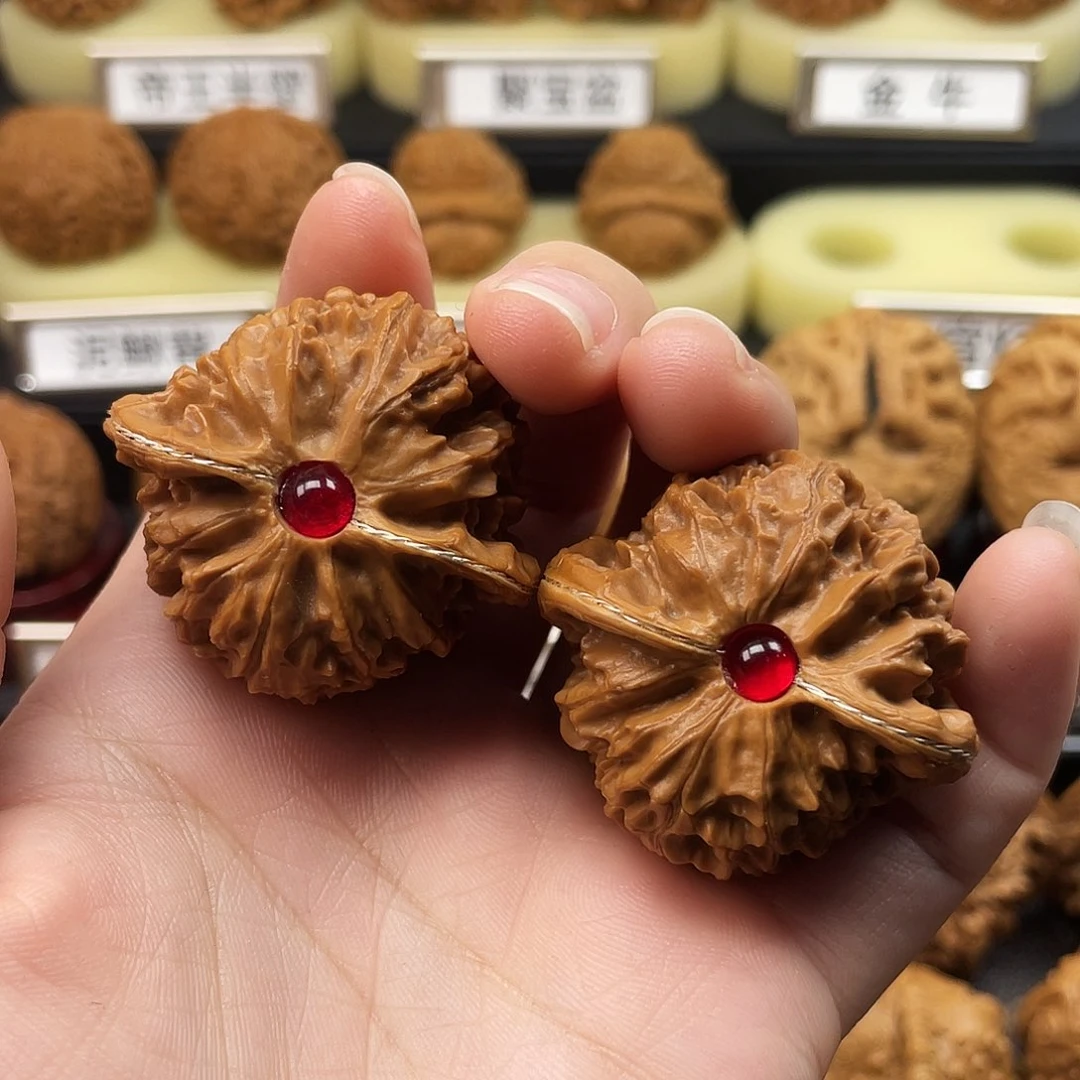 文玩核桃把件宫灯40尺镶嵌