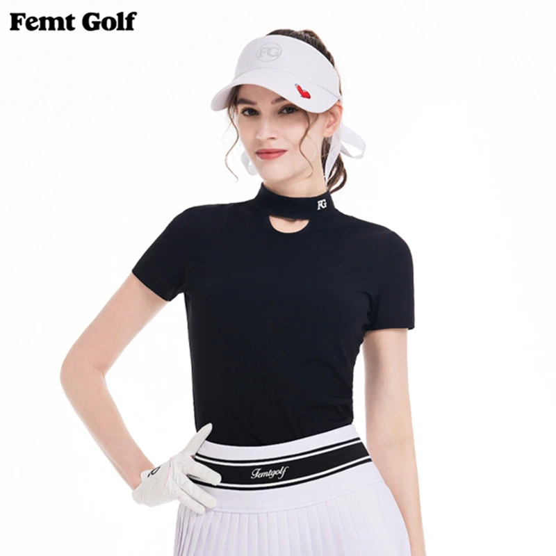 Femt Golf/Femt Golf女士高尔夫圆领短袖T恤透气弹力修身运动上衣