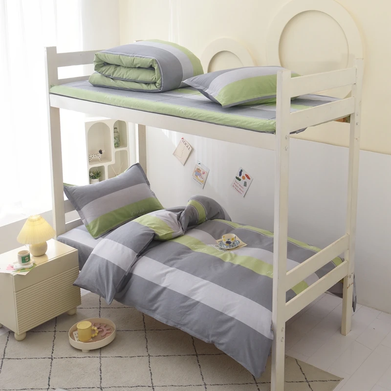 纯棉三件套高中生用品条纹单人被子被套大学住宿床上用品全套