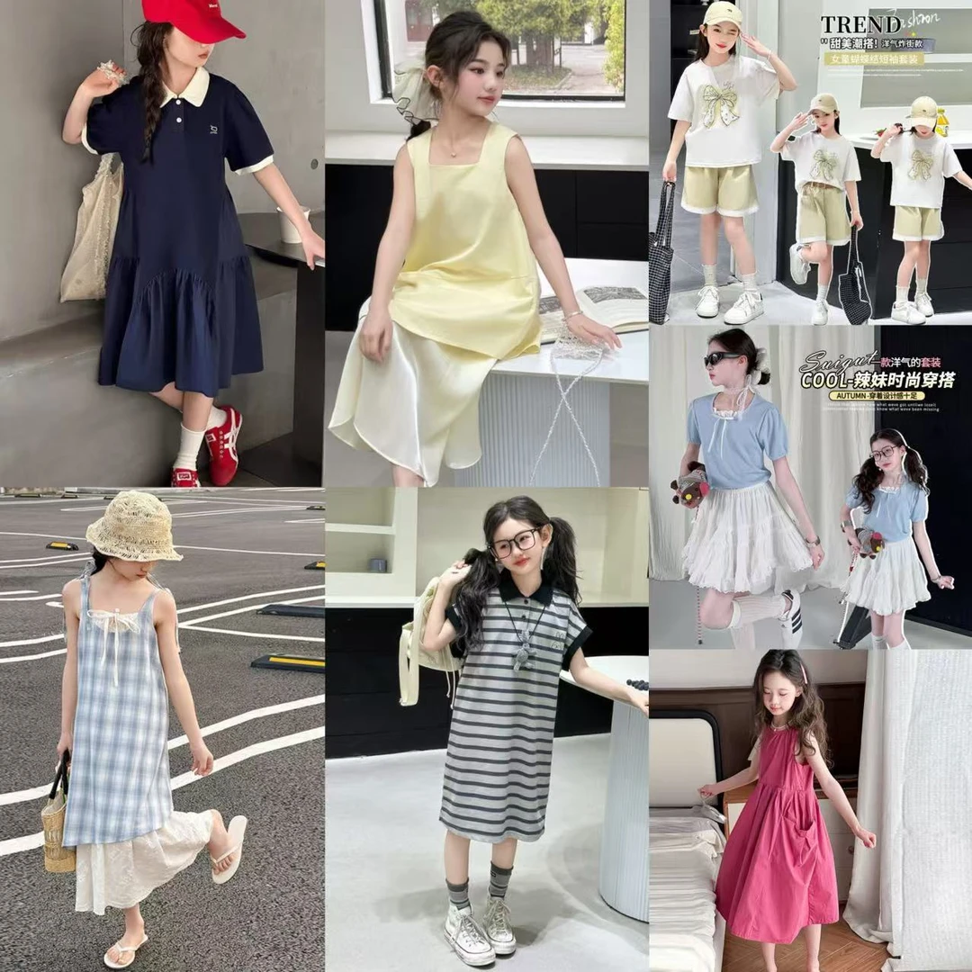 编码【Y501-Y575】丫丫童装现货中大童夏款时尚休闲短袖裤子韩版