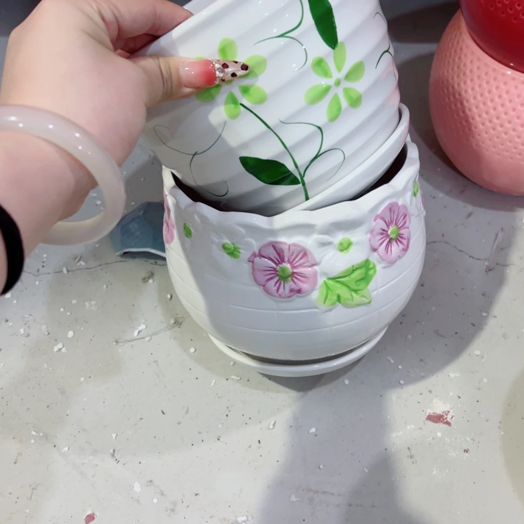 有孔，陶瓷花盆满10米包邮发货