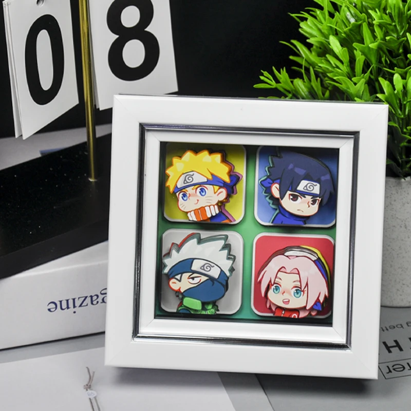 火影忍者桌面摆台画卡卡西鸣人七班装饰画玄关书桌可爱立体画摆件
