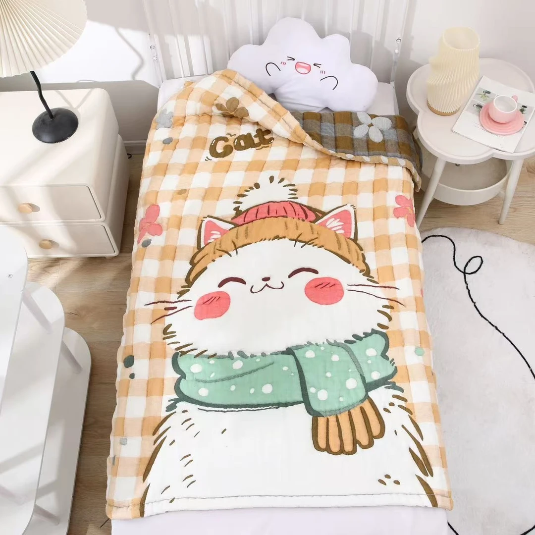 【冬日猫咪】  150*200cm 单人全棉云朵棉舒适亲肤泡芙被