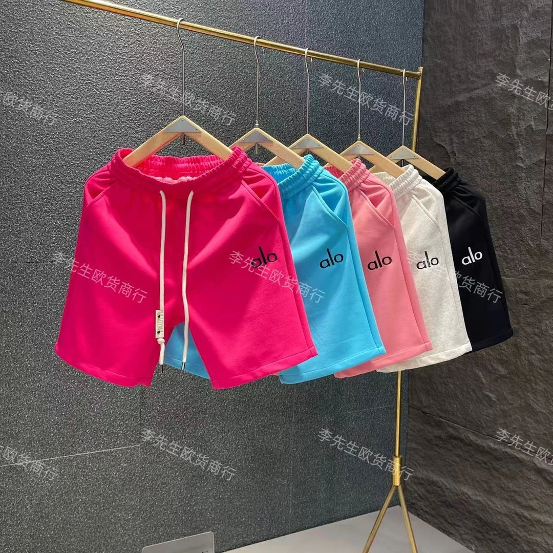 吸汗中腰夏季洋气刺绣中高腰百搭短裤薄款宽松外穿裤子抽绳休闲裤