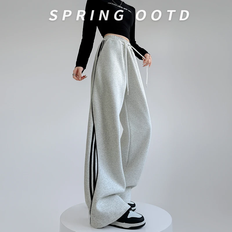 美式运动裤女2025新款春秋季设计感休闲裤子高腰垂感百搭卫裤