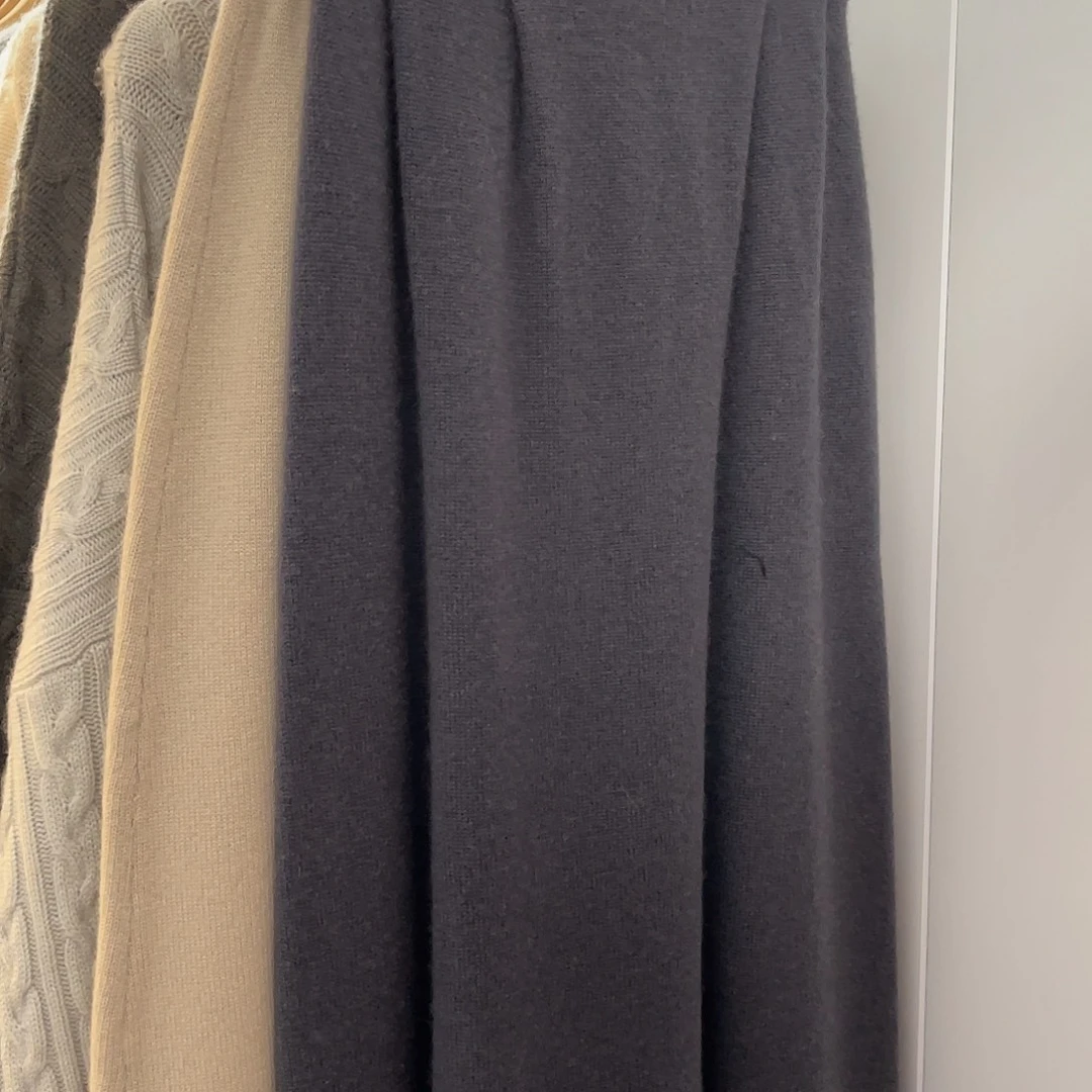 捏褶 羊绒 半身裙