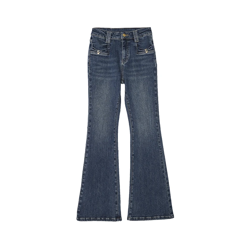 轻奢原单时髦高腰休闲百搭微喇显瘦时尚牛仔裤22030