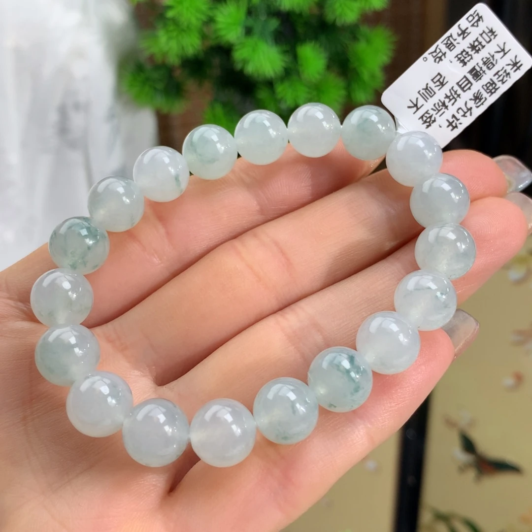 翡翠手链未镶嵌冰胶蓝底飘花手链卡10m m