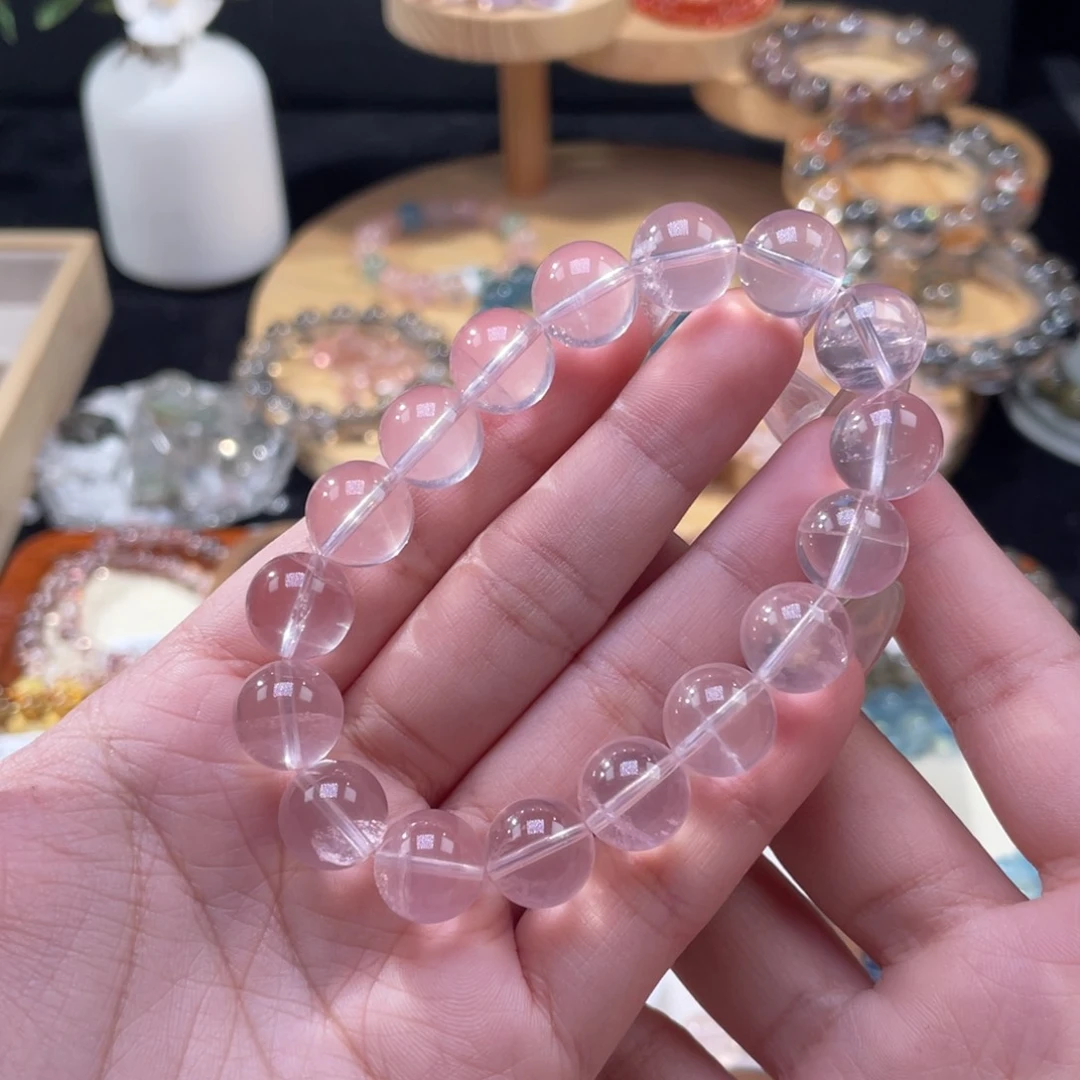 水晶手串未镶嵌冰菊粉水晶