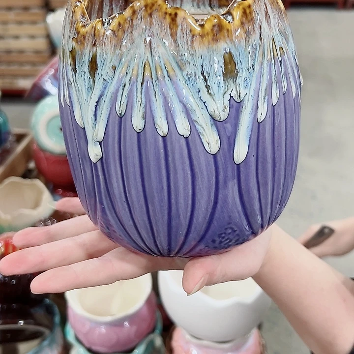 有孔.凑满10元发货多肉陶瓷花盆！