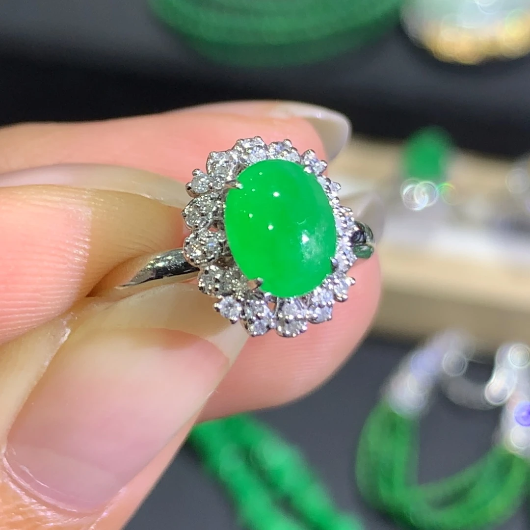 翡翠戒指18K金镶嵌9、