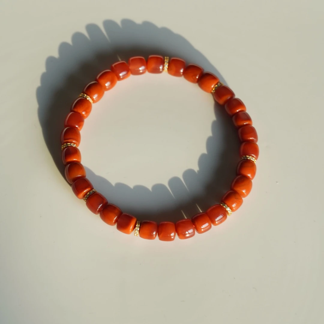 【不二】牛血红妖花-7A典藏级-川料九口南红DIY手串6mm+（多样性发）